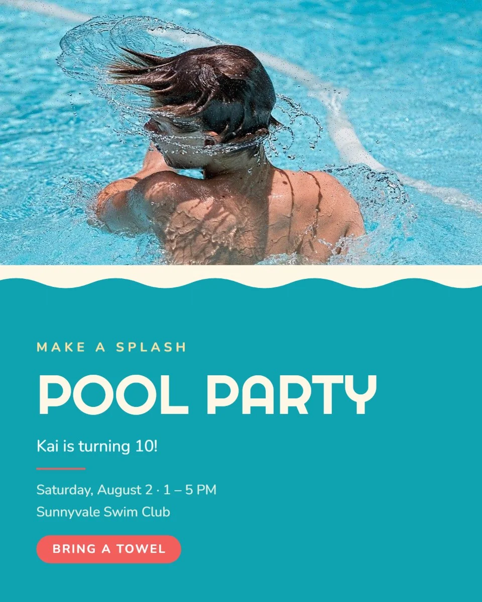 Pool Party Birthday — editable birthday template