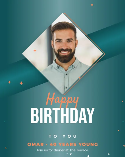 Teal Diamond Birthday Post